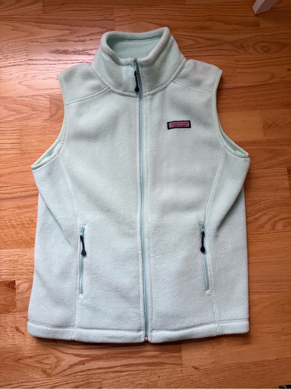 Vineyard Vines Fleece Vest Women’s XS Mint Green Full Zip Lightweight Preppy